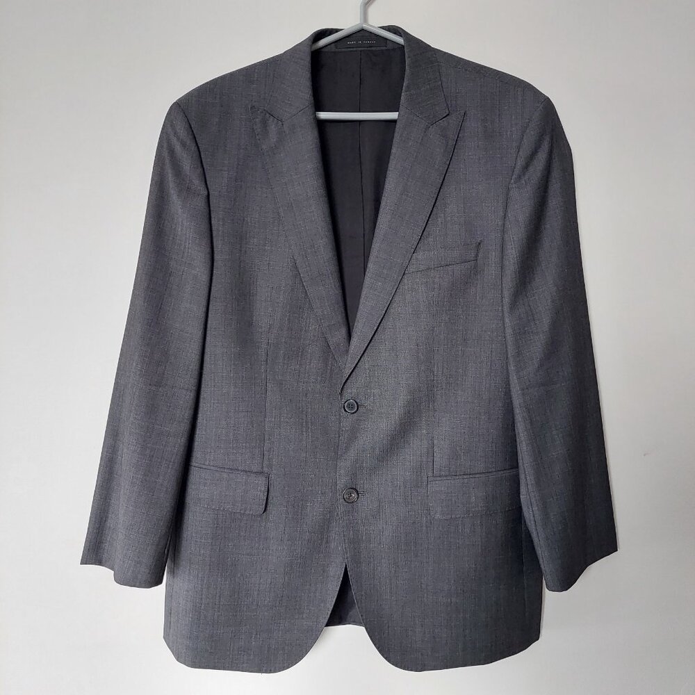 BOSS Men's Size 40R Single-breasted Fitted Virgin Wool Blazer Gray